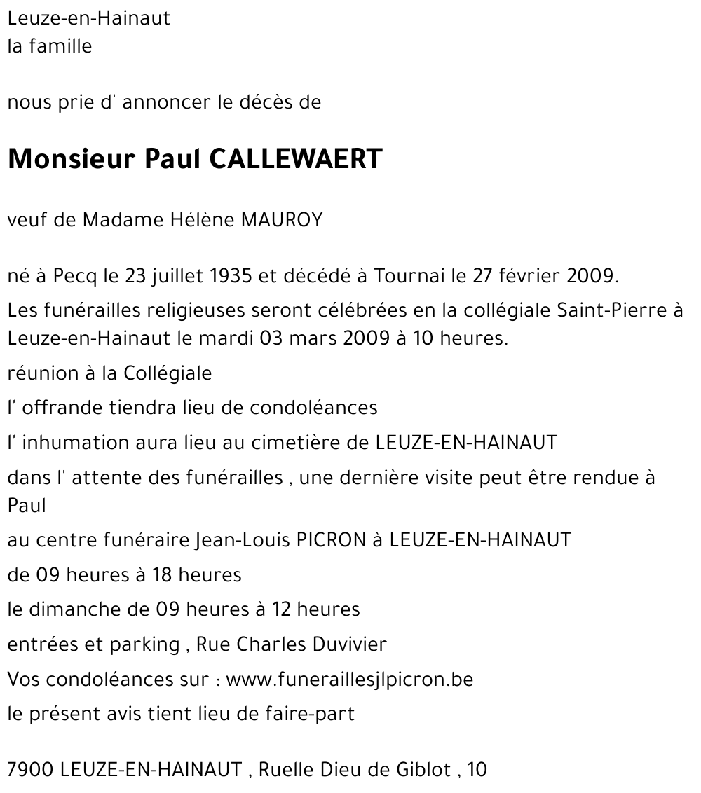 Paul CALLEWAERT