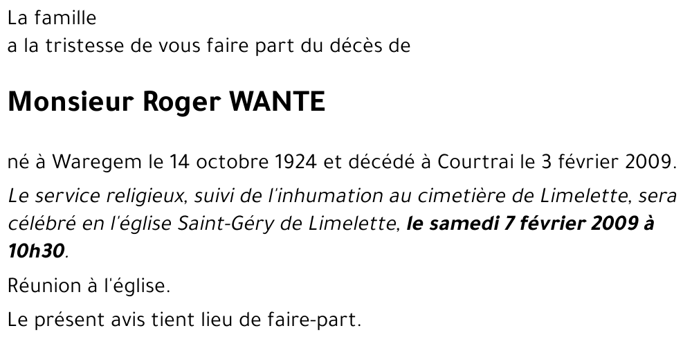 Roger WANTE