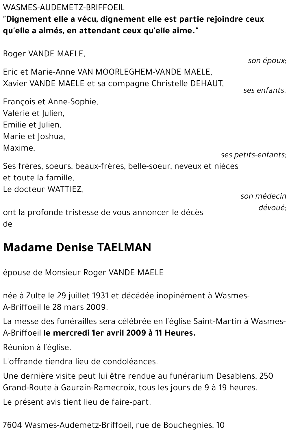 Denise TAELMAN