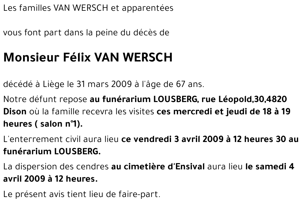 Félix VAN WERSCH