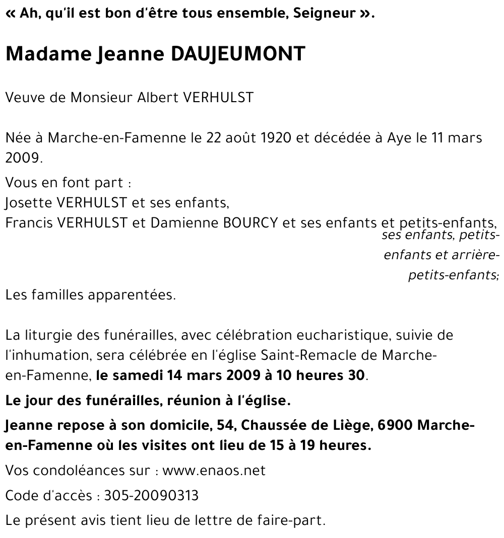 Jeanne DAUJEUMONT