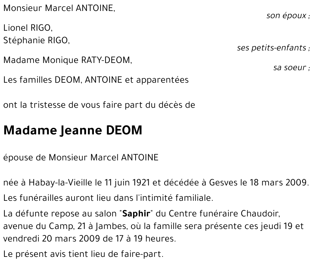 Jeanne DEOM