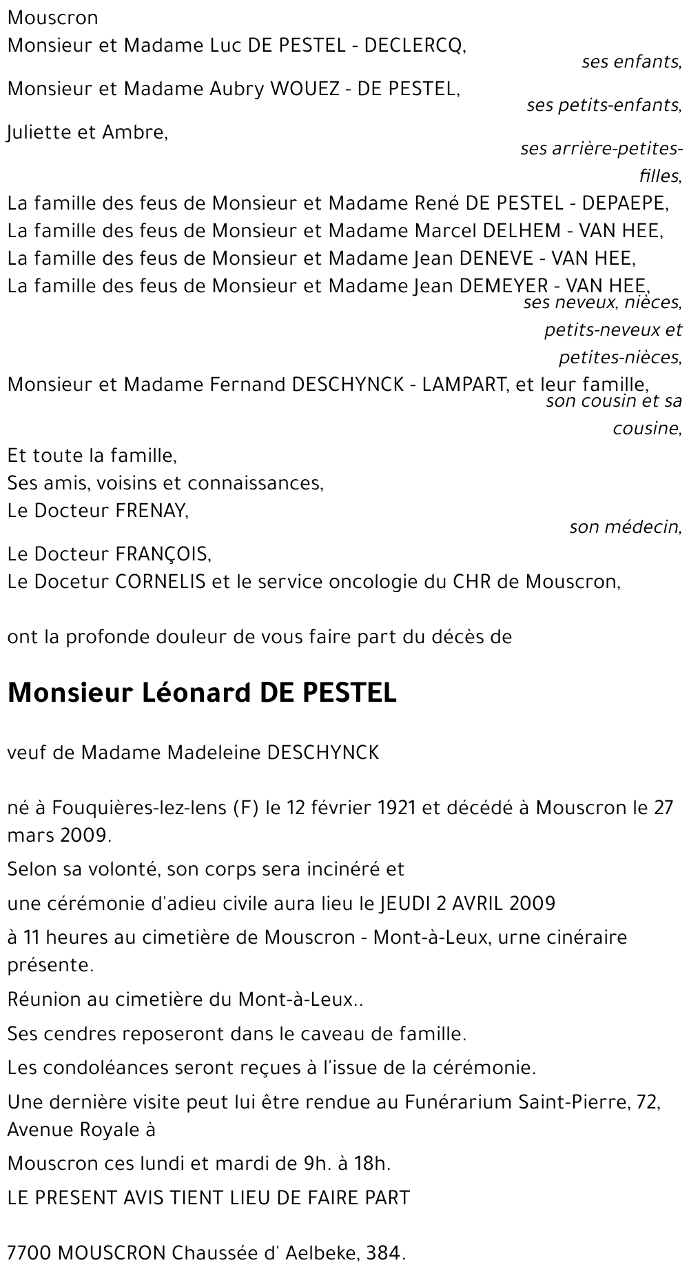 Léonard DE PESTEL