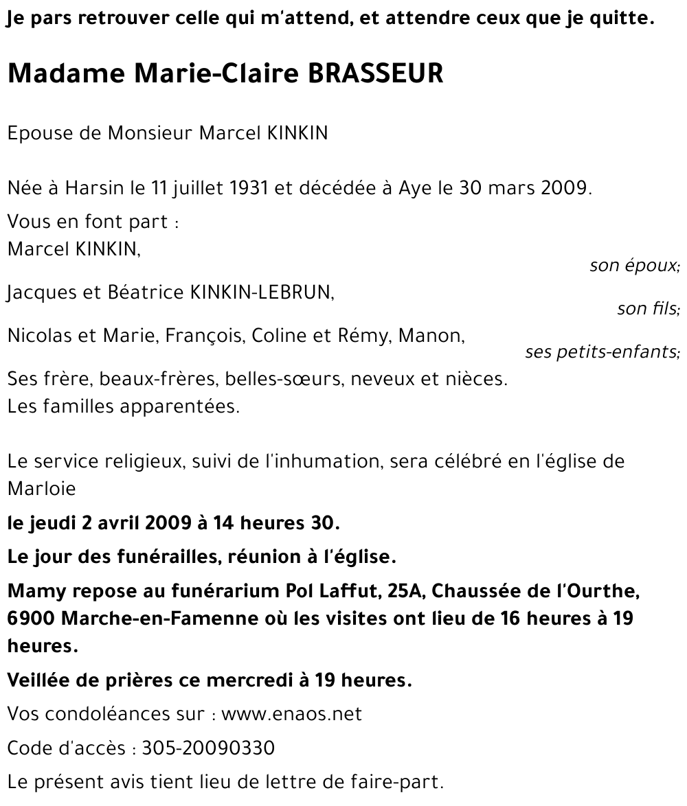 Marie-Claire BRASSEUR