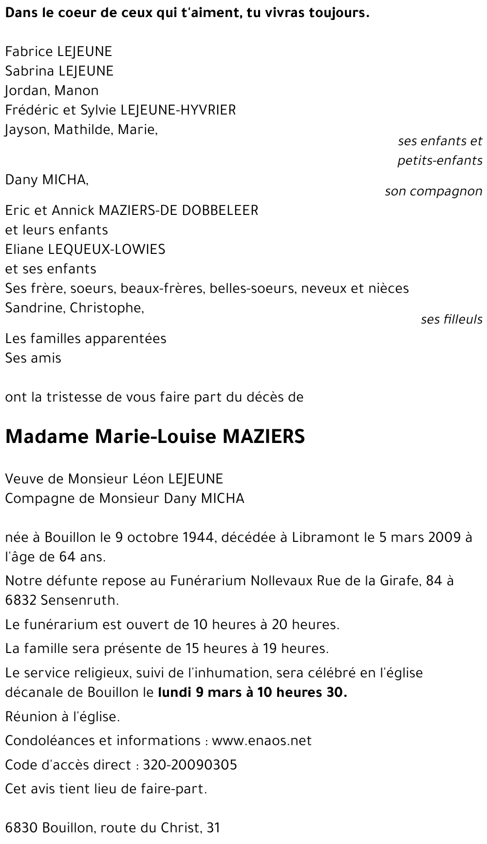 Marie-Louise MAZIERS