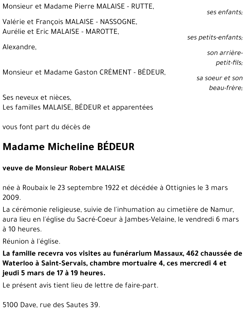 Micheline BÉDEUR