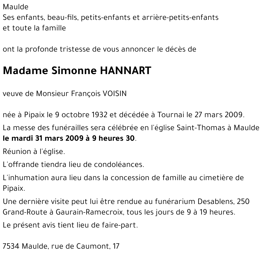 Simonne HANNART