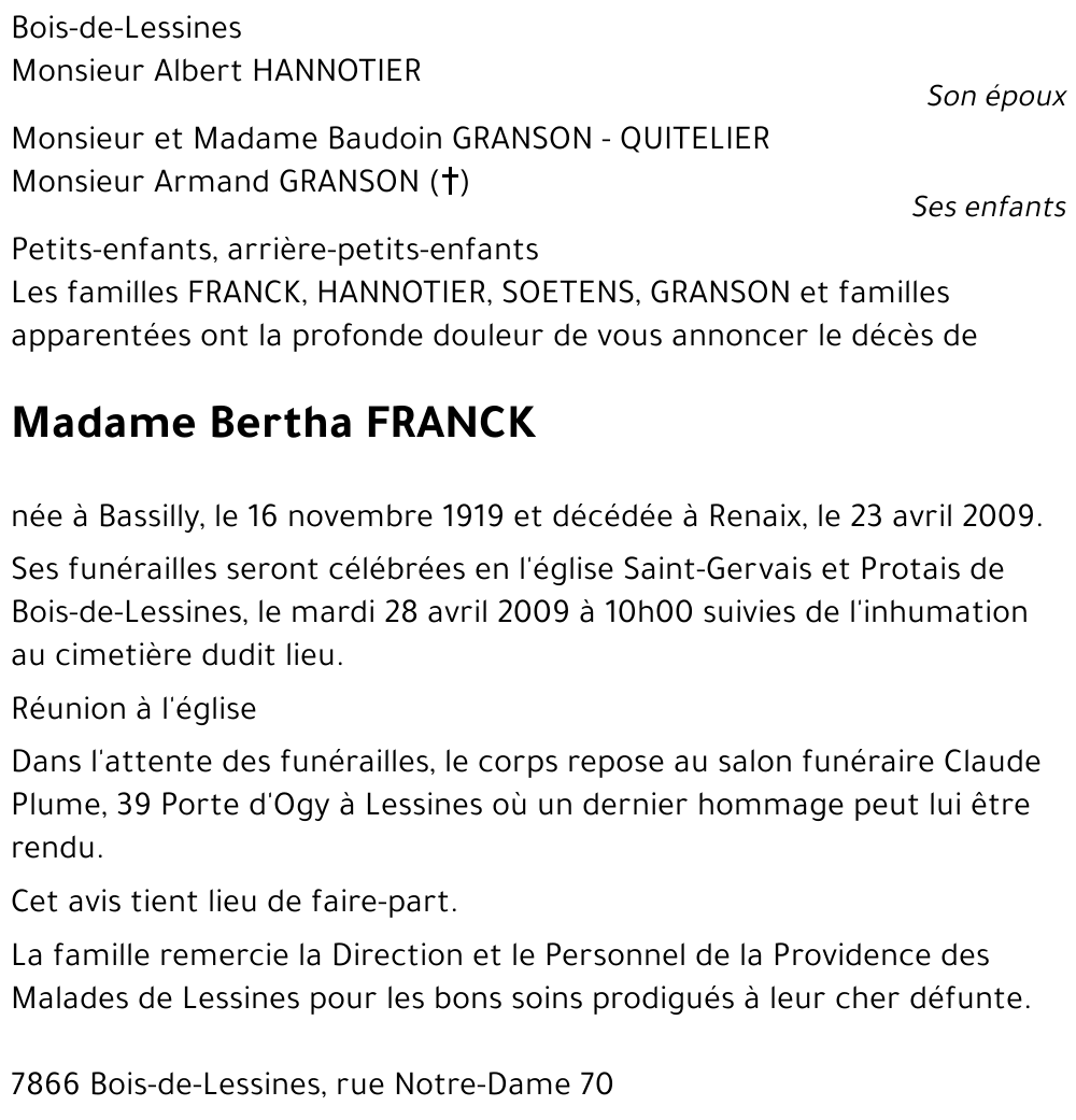 Bertha FRANCK