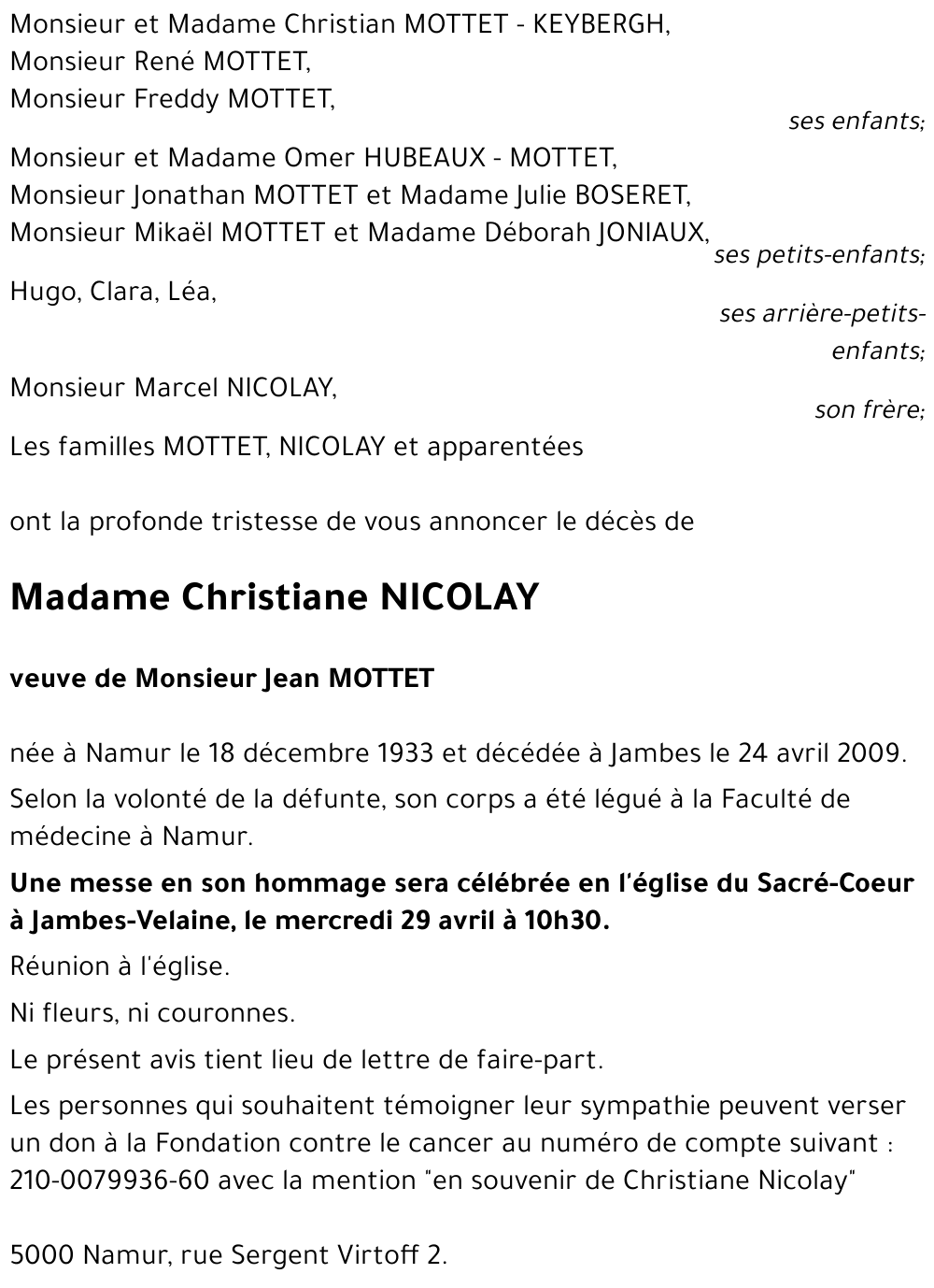 Christiane NICOLAY