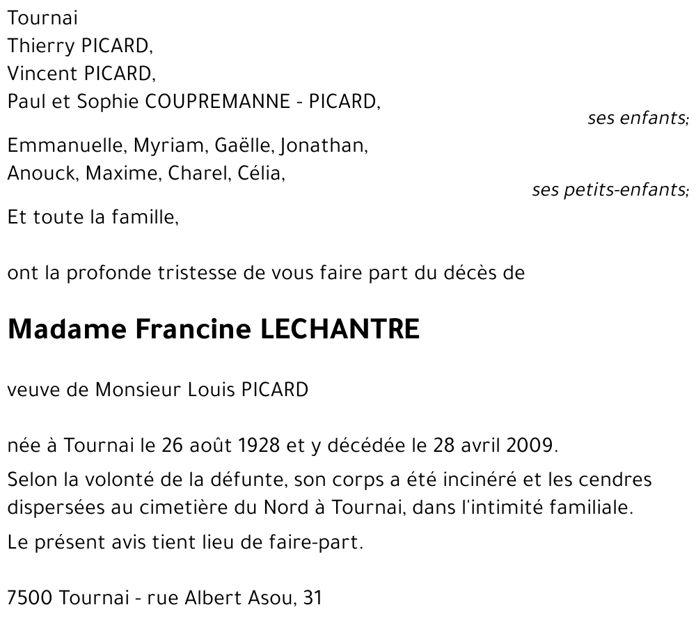 Francine LECHANTRE