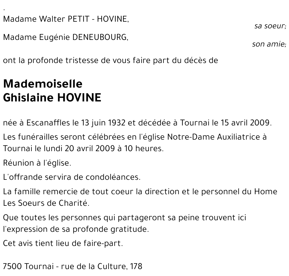 Ghislaine HOVINE