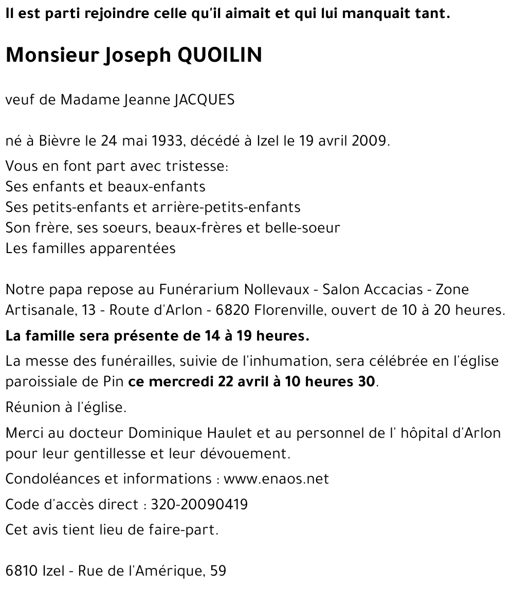 Joseph QUOILIN