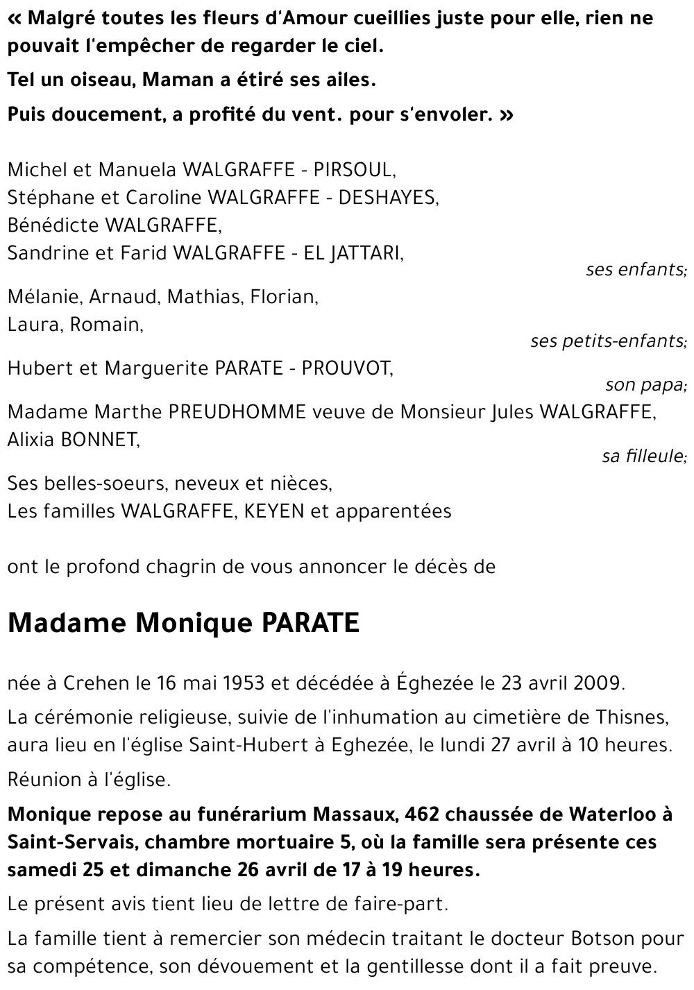 Monique PARATE