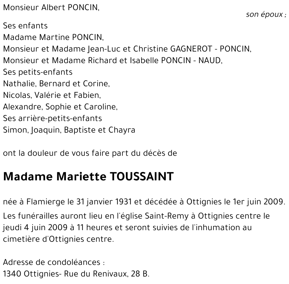 Mariette TOUSSAINT