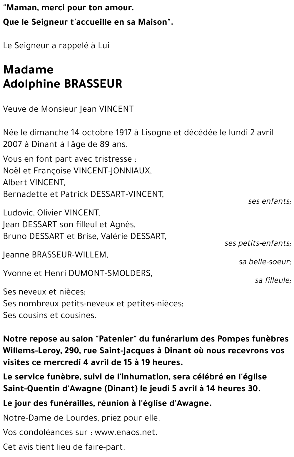 Adolphine BRASSEUR