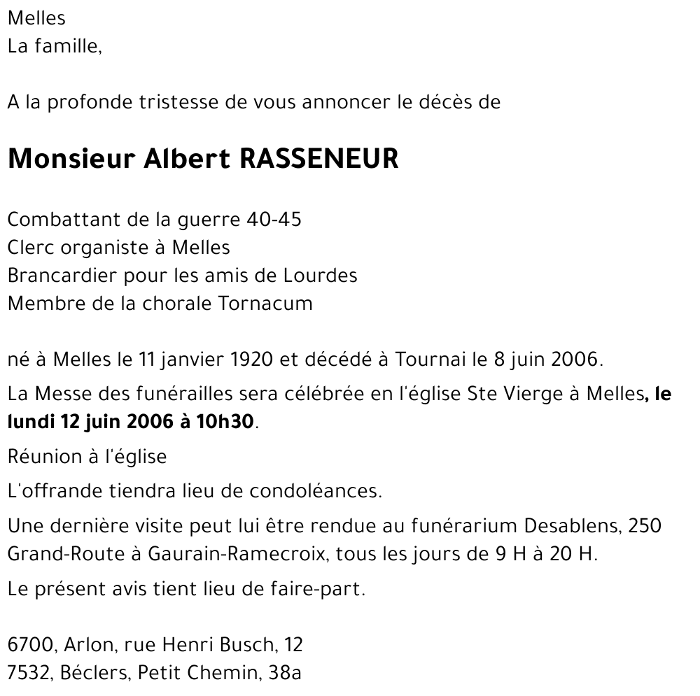 Albert RASSENEUR