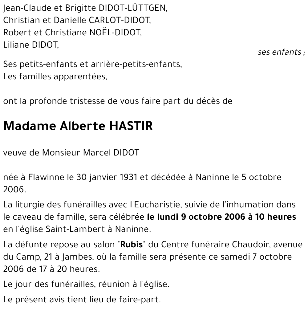 Alberte HASTIR