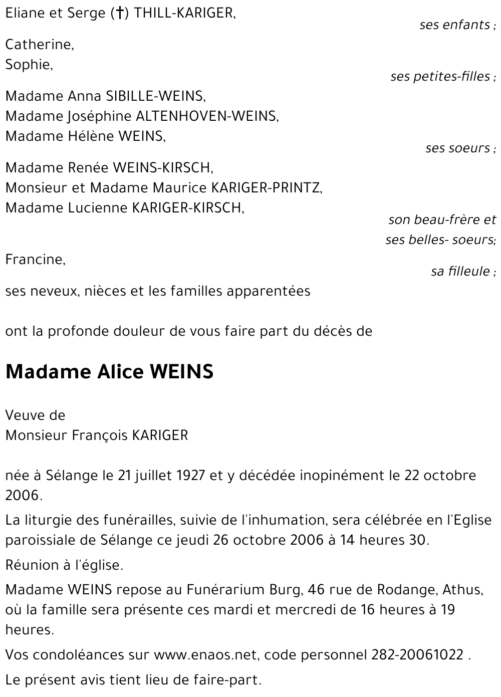 Alice WEINS