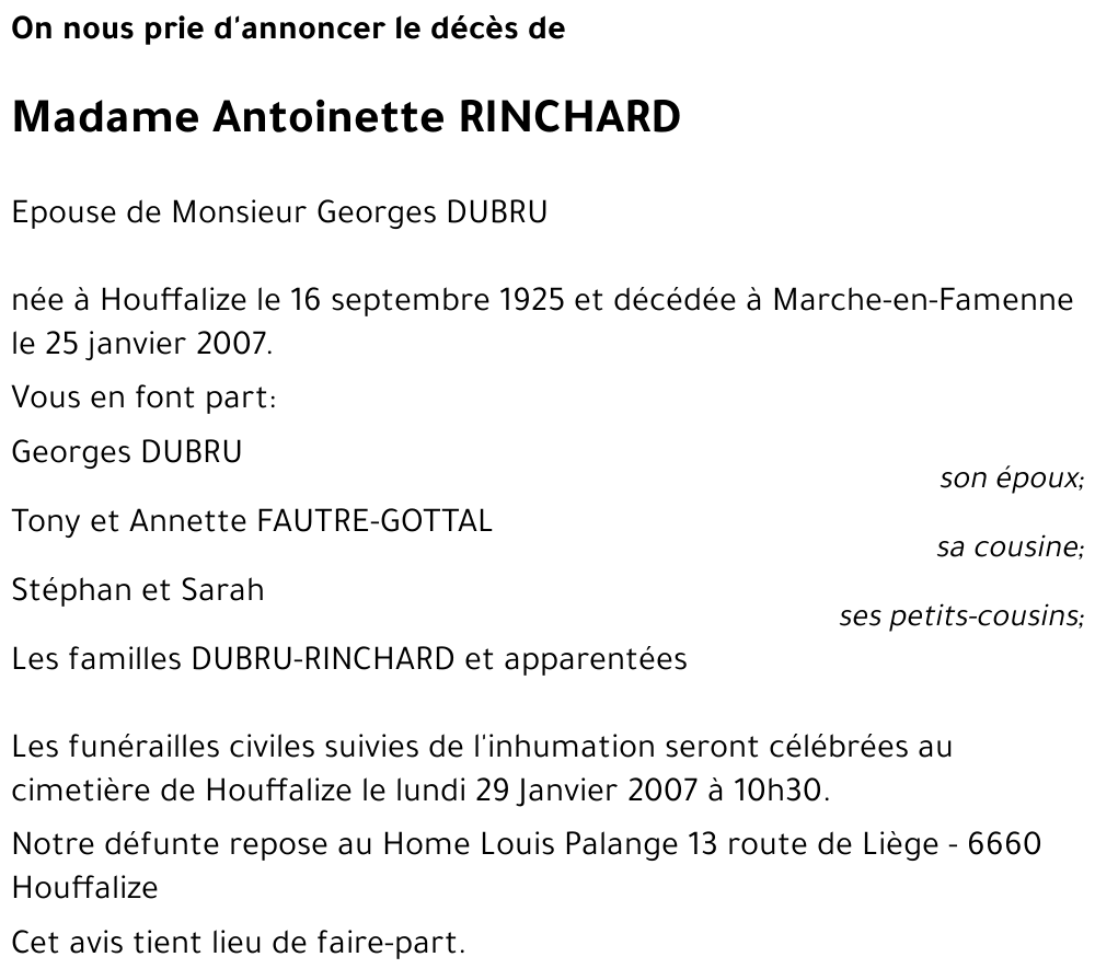 Antoinette RINCHARD