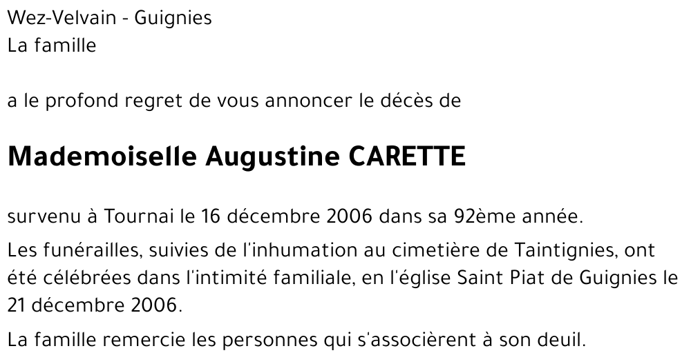 Augustine CARETTE