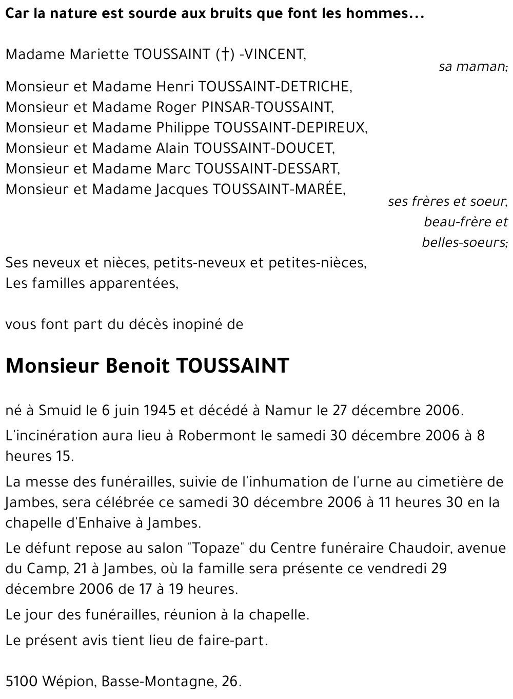 Benoît TOUSSAINT