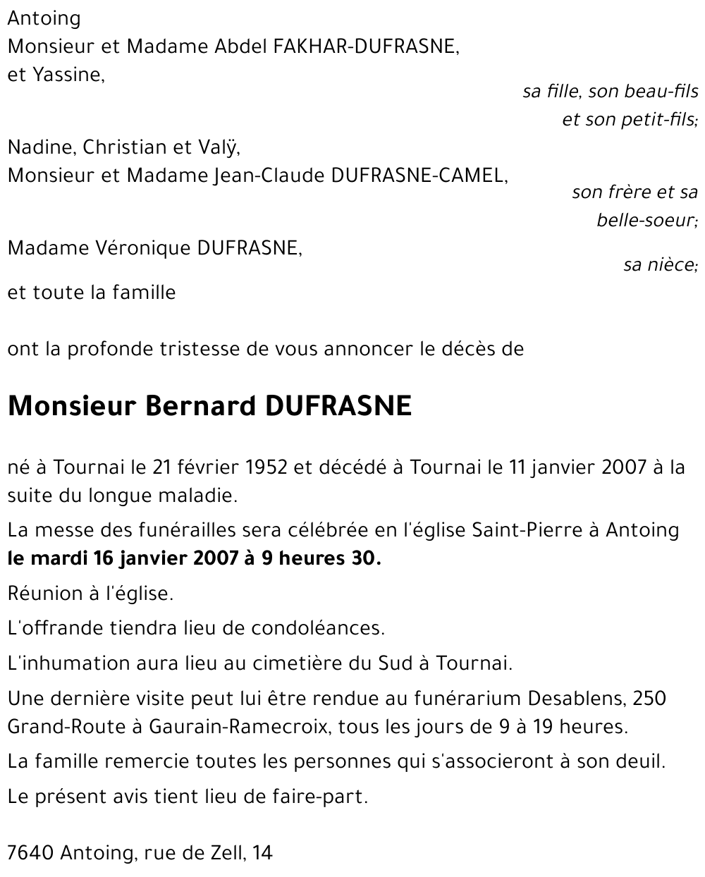 Bernard DUFRASNE