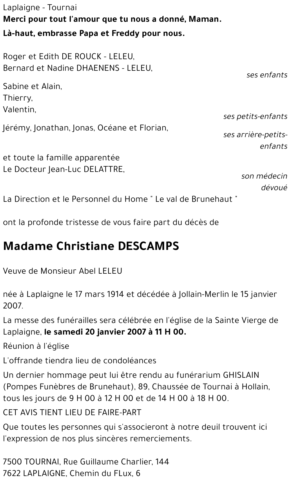 Christiane DESCAMPS