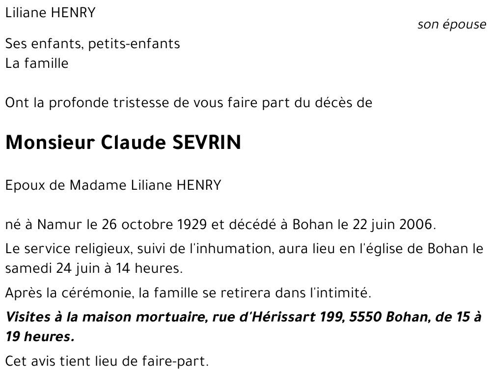 Claude SEVRIN