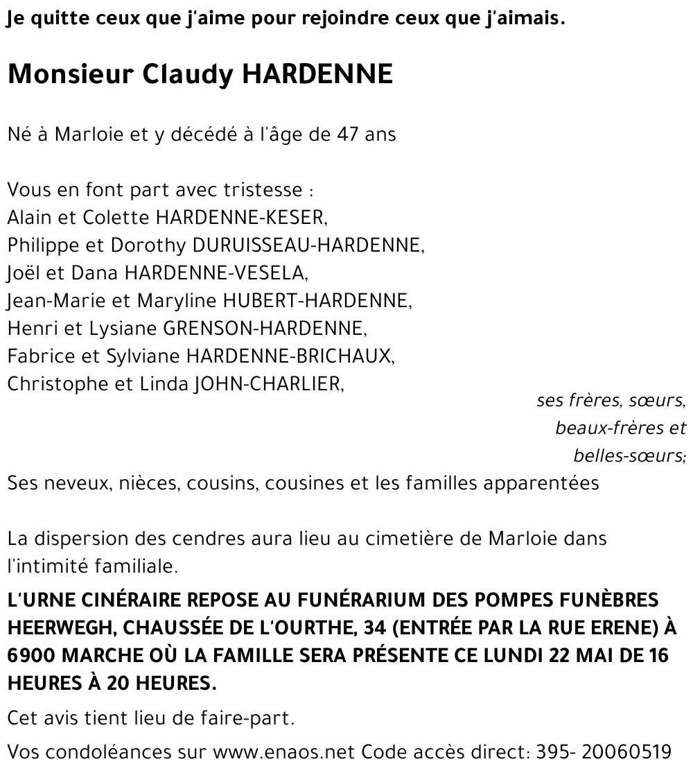 Claudy HARDENNE