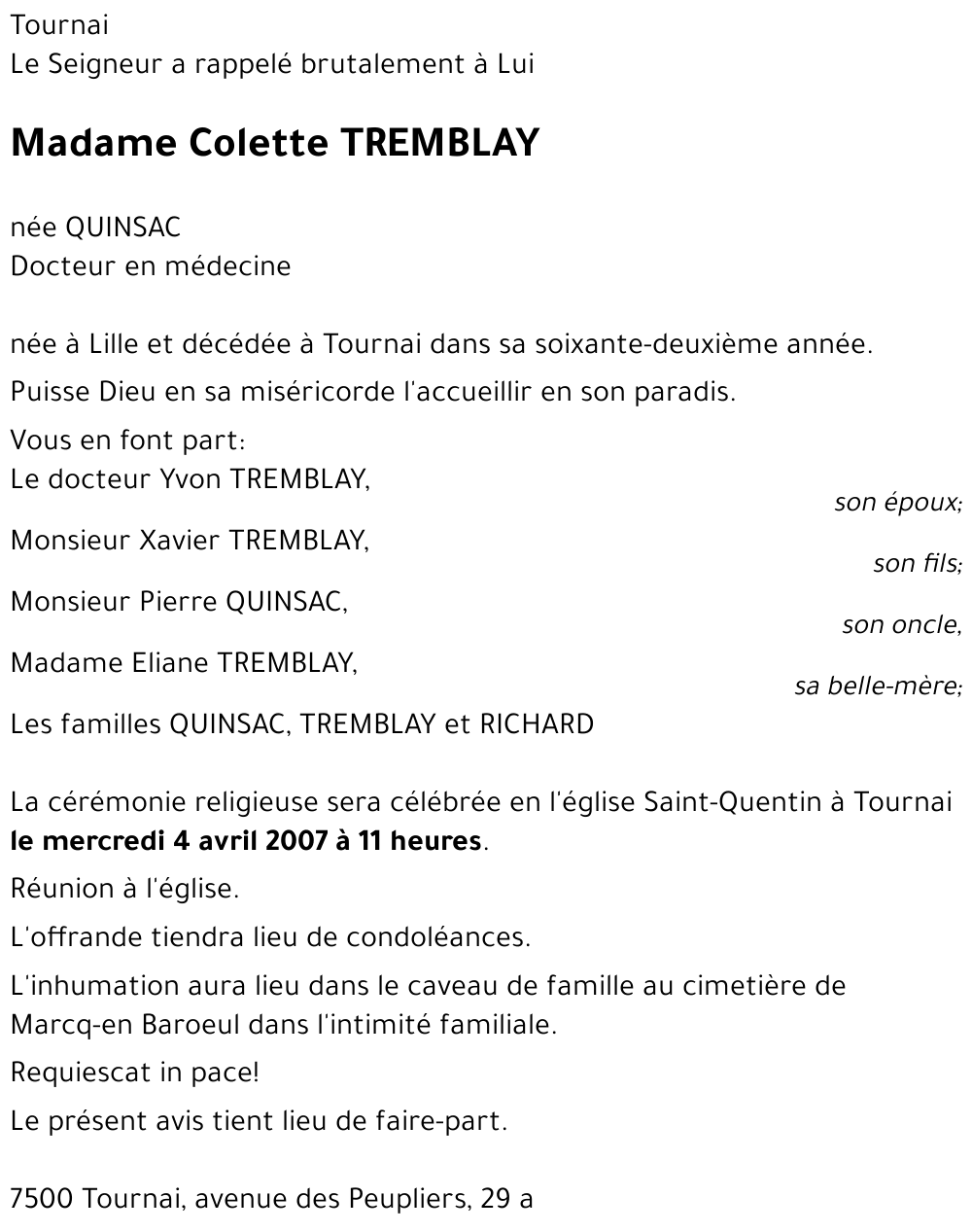 Colette TREMBLAY