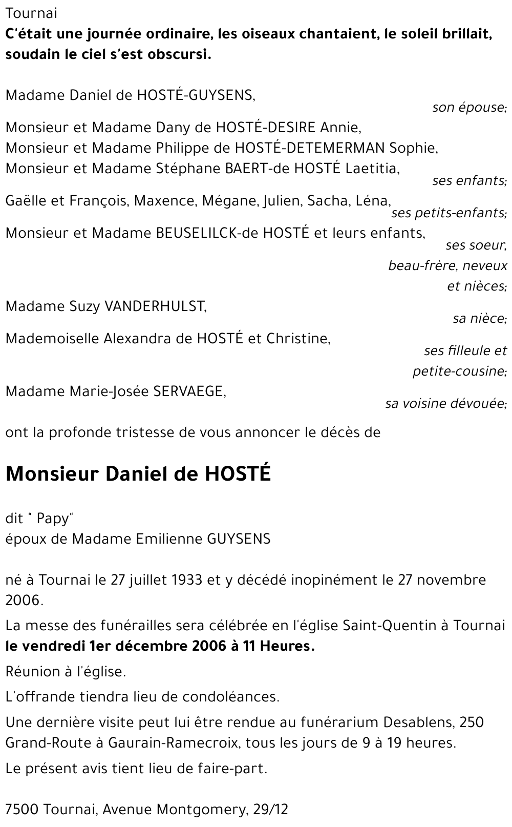 Daniel de HOSTÉ