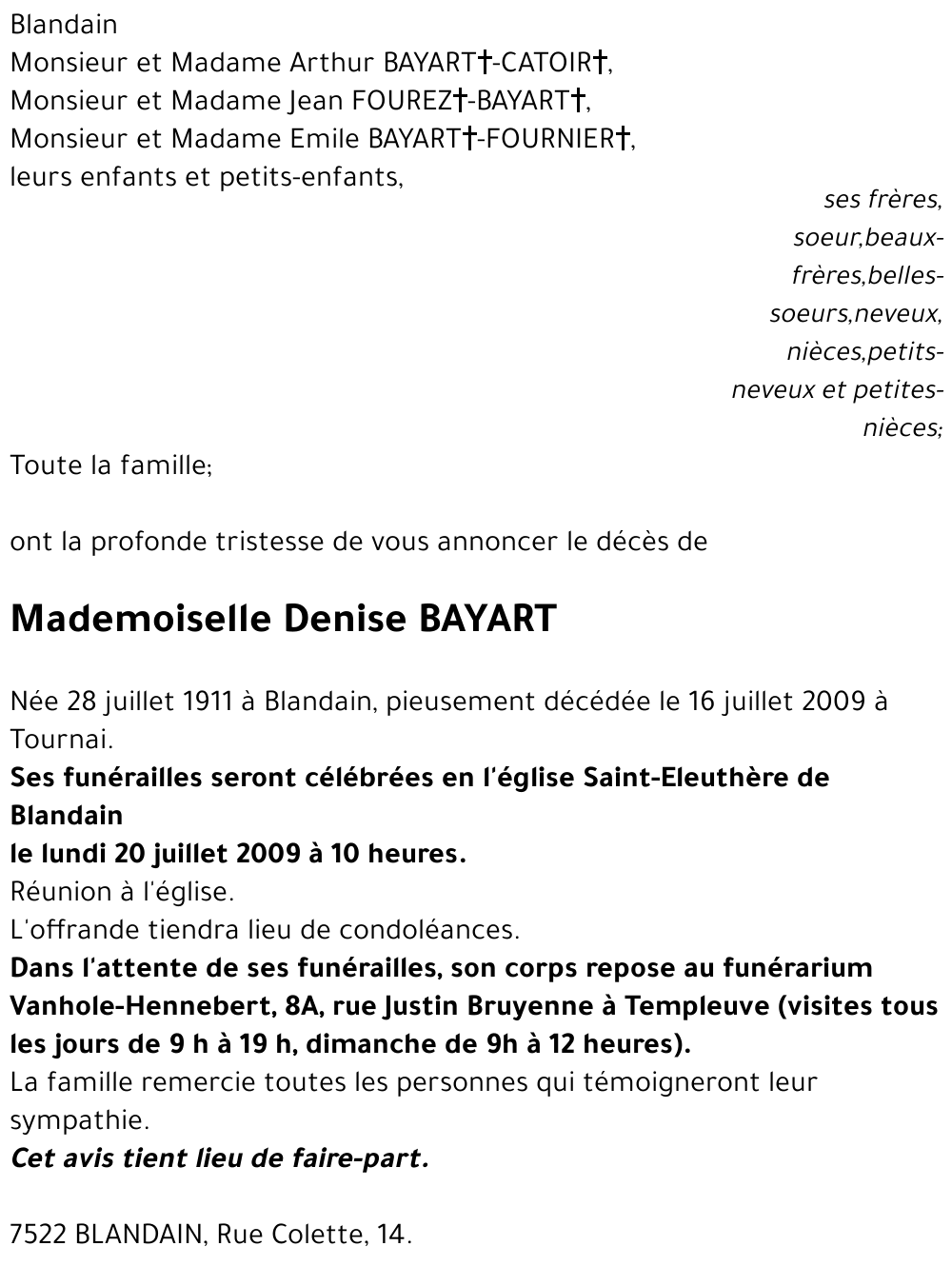 Denise BAYART