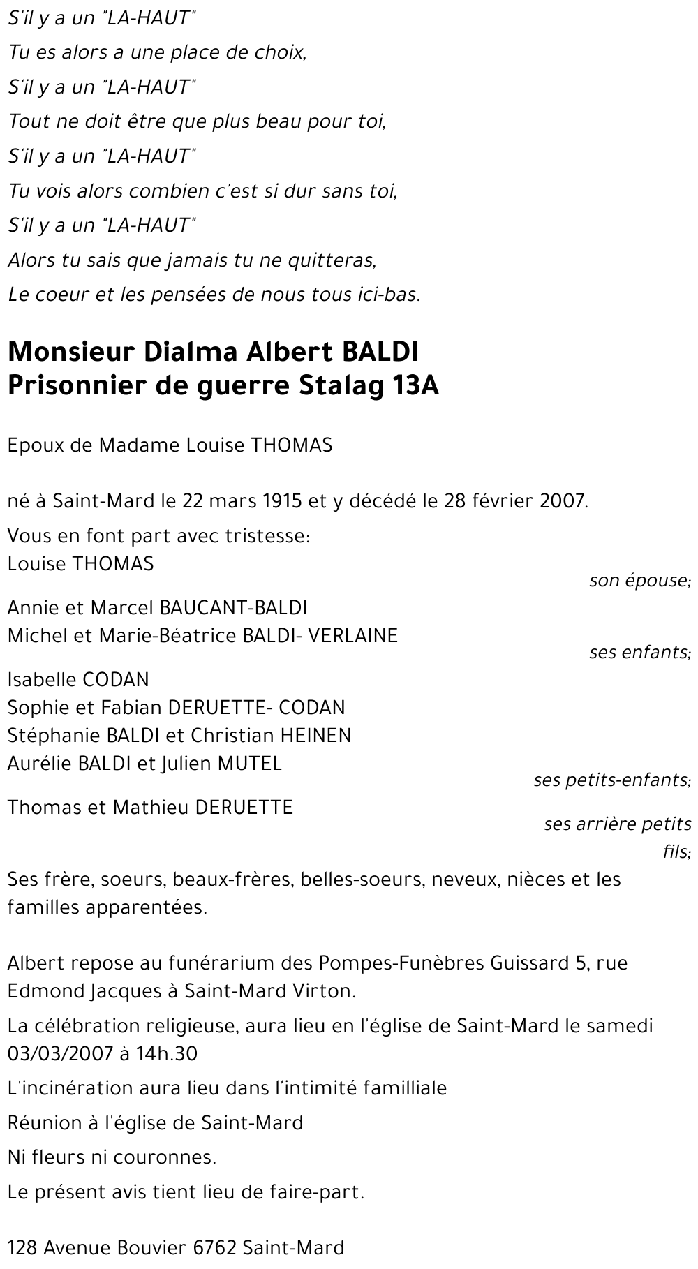 Dialma Albert BALDI