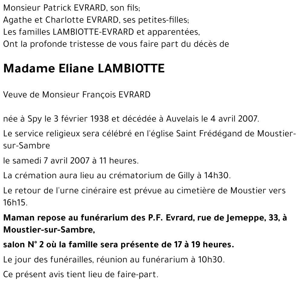 Eliane LAMBIOTTE