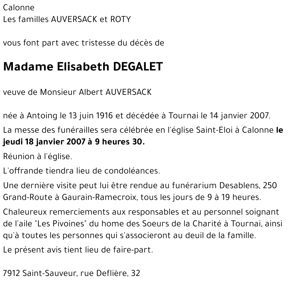 Elisabeth DEGALET