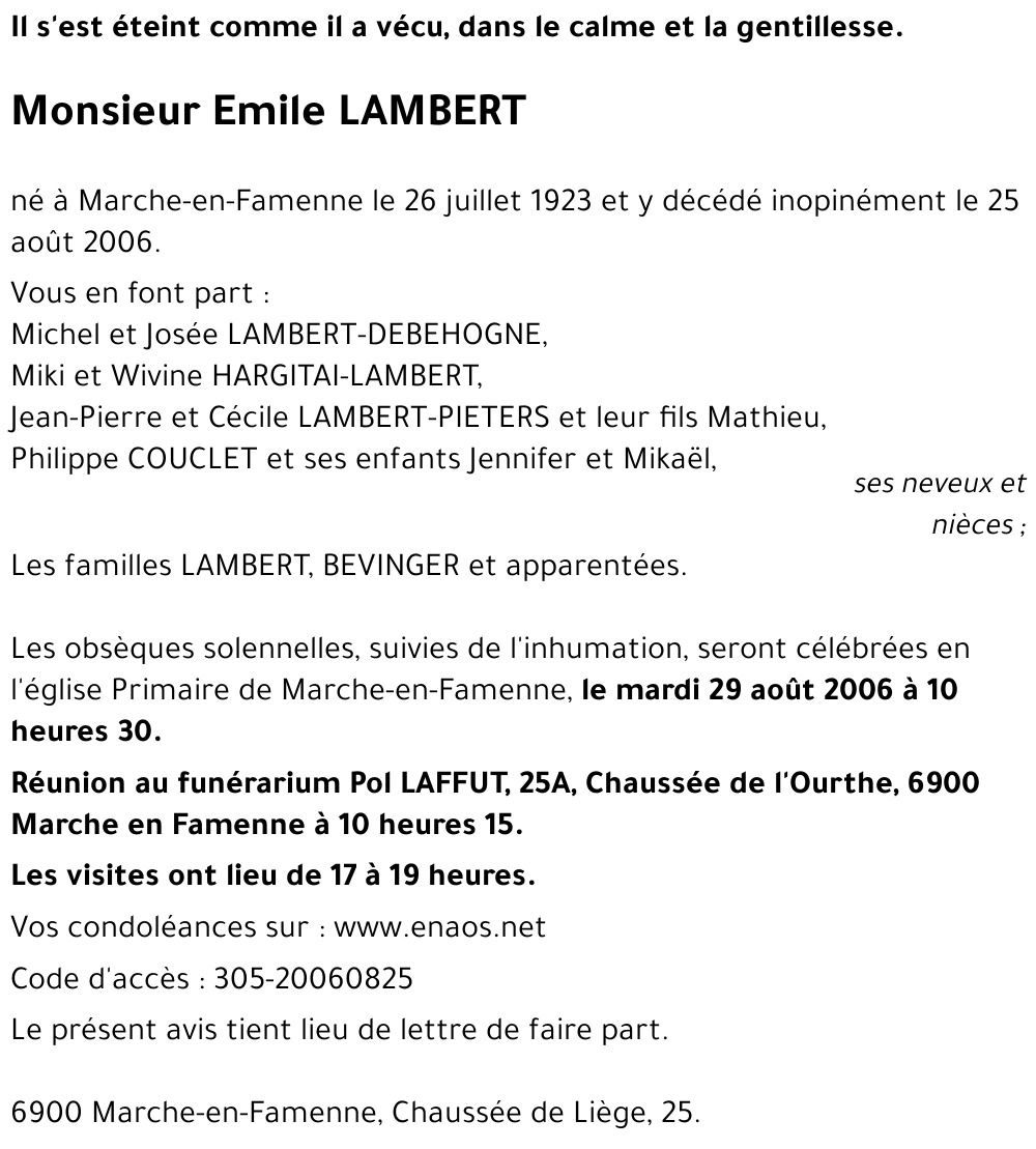 Emile LAMBERT