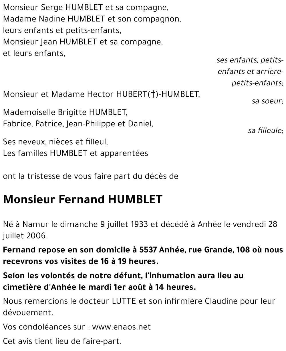 Fernand HUMBLET