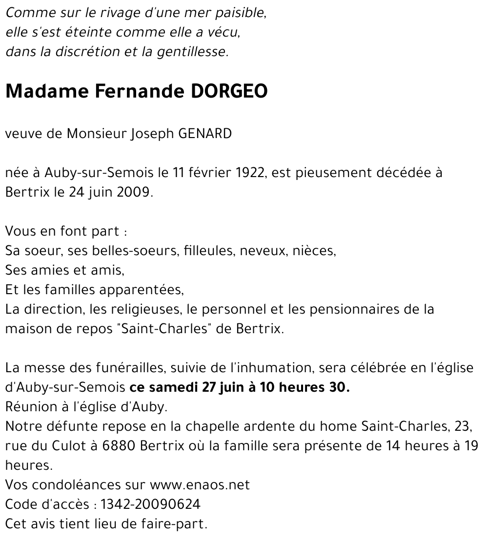 Fernande DORGEO