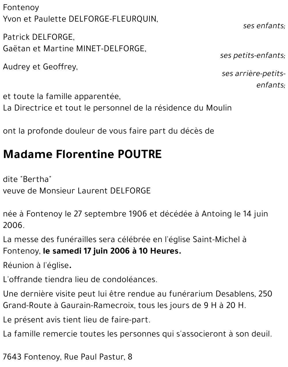 Florentine POUTRE