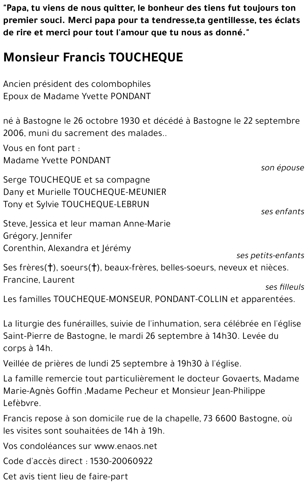 Francis TOUCHEQUE
