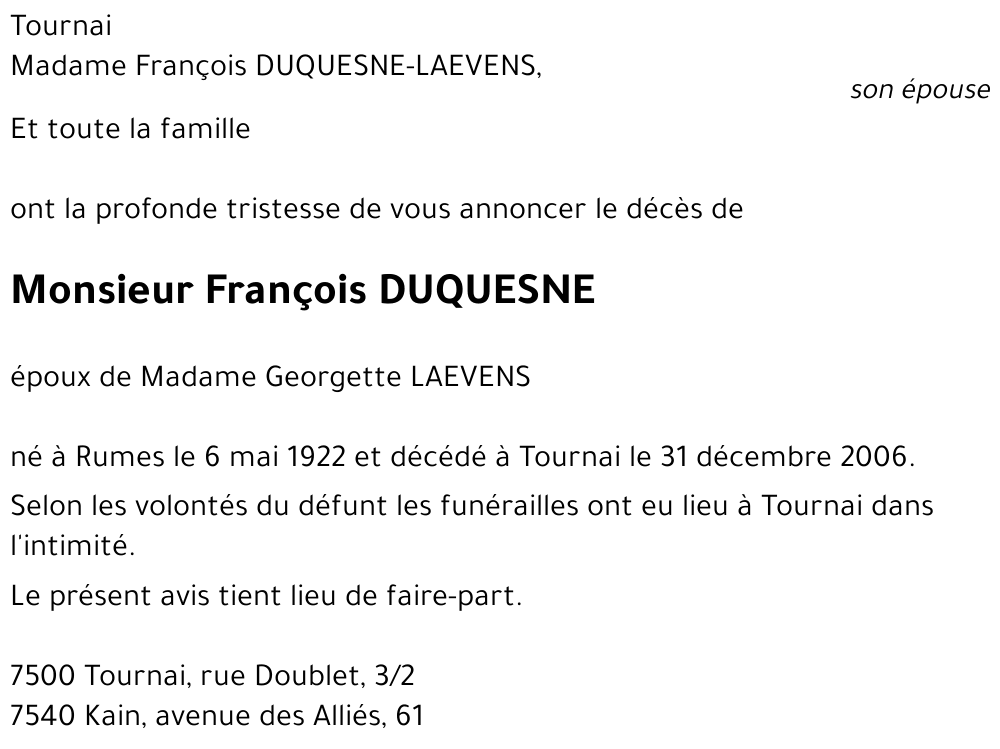 François DUQUESNE