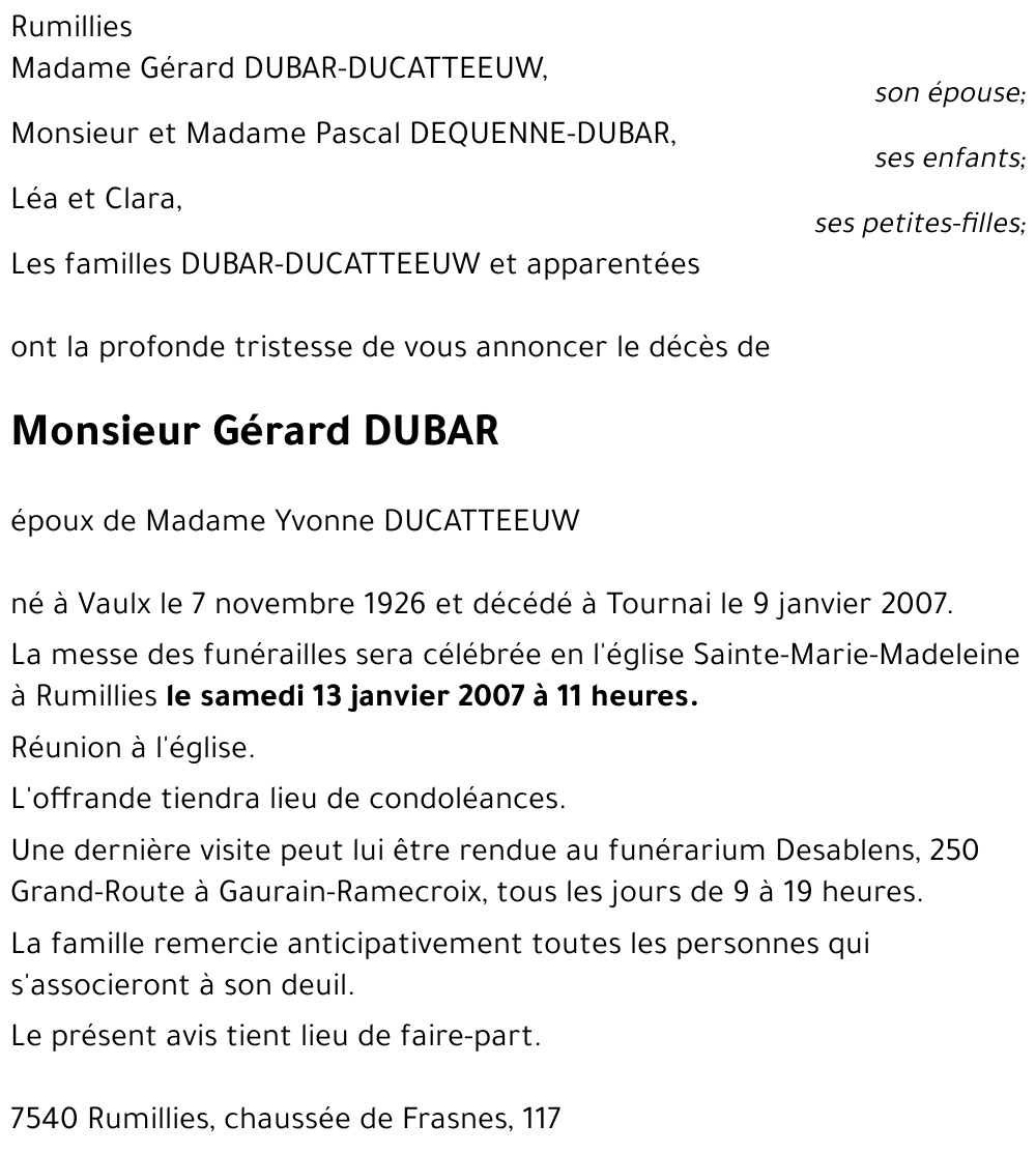 Gérard DUBAR