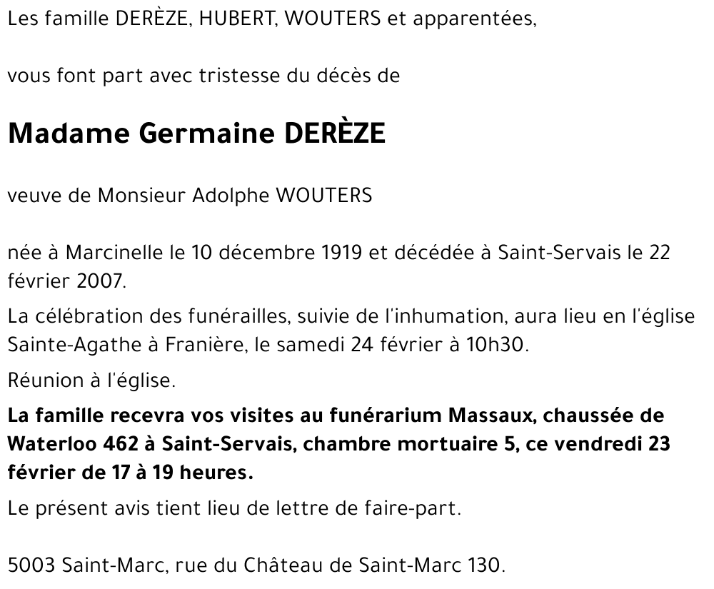 Germaine DERÈZE