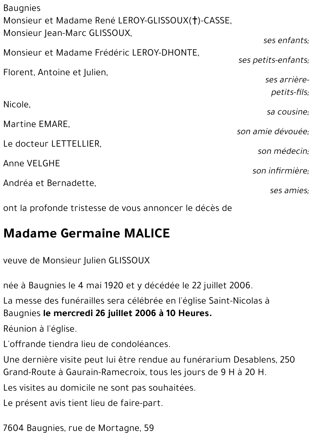 Germaine MALICE