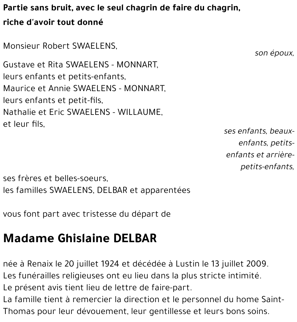 Ghislaine DELBAR