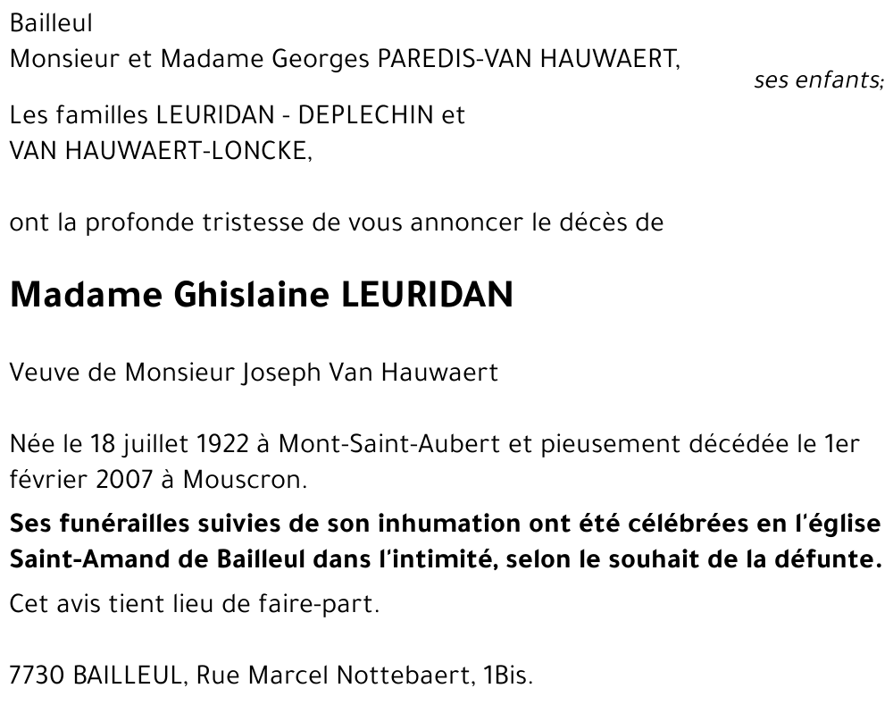 Ghislaine LEURIDAN