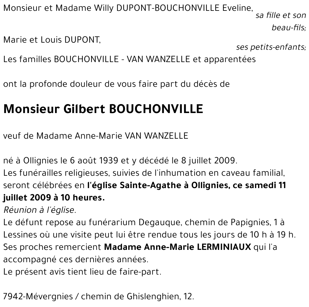 Gilbert BOUCHONVILLE