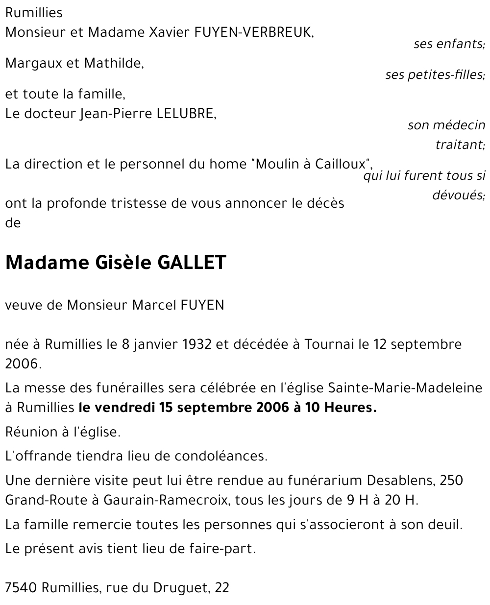 Gisèle GALLET