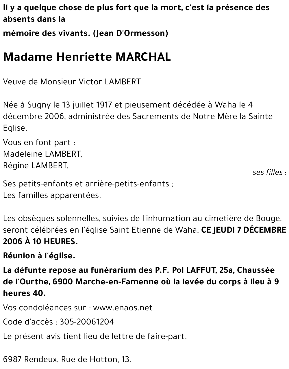 Henriette MARCHAL