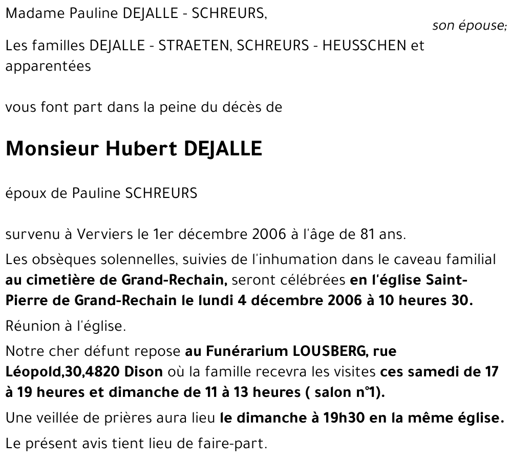 Hubert DEJALLE